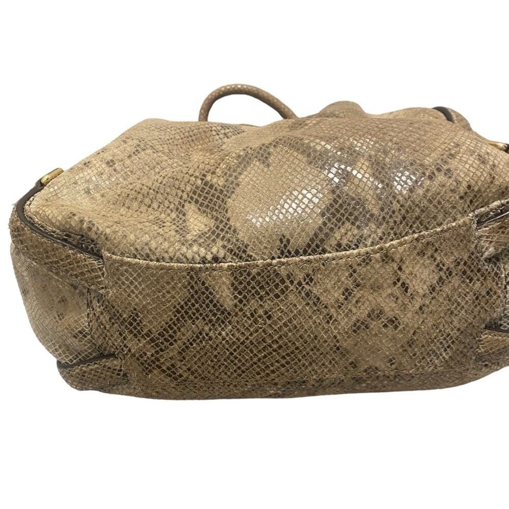Michael Kors Beige Python Effect Leather and Suede Bedford Hobo Purse Tote Bag - Picture 9 of 16